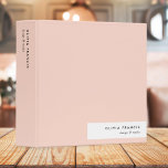 Modern Blush Pink Feminine Minimalist Simple Binder<br><div class="desc">A stylish minimalist personalized binder design with modern typography which can easily be personalised with your own name. The design features a stylish horizontal banner on a peachy blush pink background.</div>