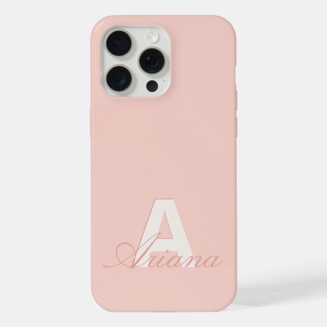 Modern Blush Pink Feminine Script Monogrammed iPhone Case (Back)