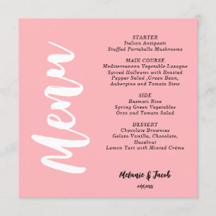 Modern Blush Pink Flat Menu Card