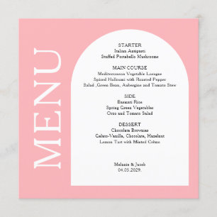 Modern Blush Pink Flat Menu Card