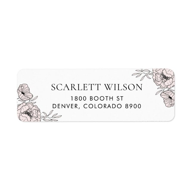 Modern Blush Pink Flowers Address Label (Front)