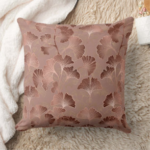 Modern Blush Pink Ginkgo Leaf Luxury Pattern Throw Pillow