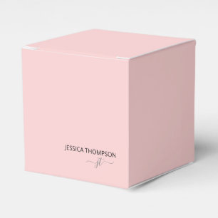 Modern Blush Pink Girly Simple Script Monogram Favor Box