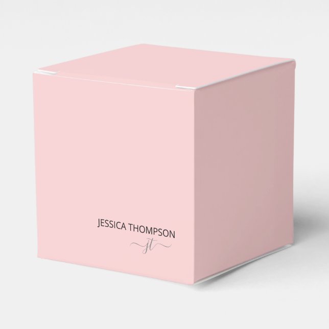 Modern Blush Pink Girly Simple Script Monogram Favor Box (Front Side)