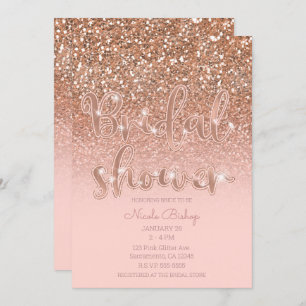 Modern Blush Pink Glam Glitter Bridal Shower Invitation