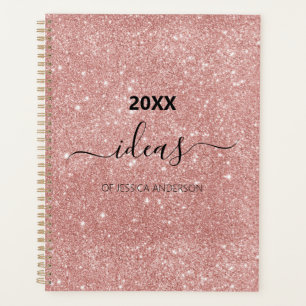 Modern blush pink glitter script name  planner
