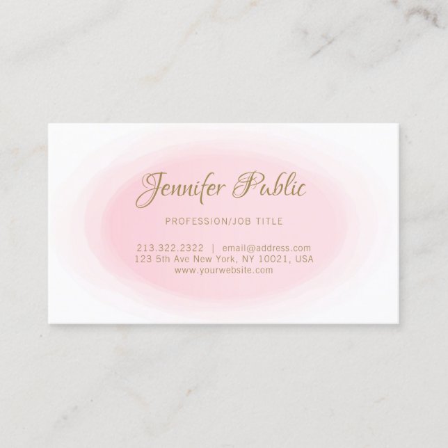 Modern Blush Pink Gold Elegant Simple Designed Business Card (Front)