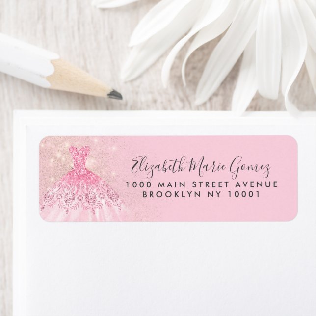 Modern Blush Pink Gold Glitter Gown Quinceanera (Insitu)