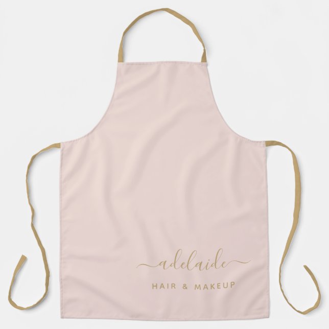 Modern Blush Pink Gold Hair Stylist Makeup Artist Apron (Front)