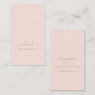 Modern Blush Pink Gold Jewelry Earring Display Business Card