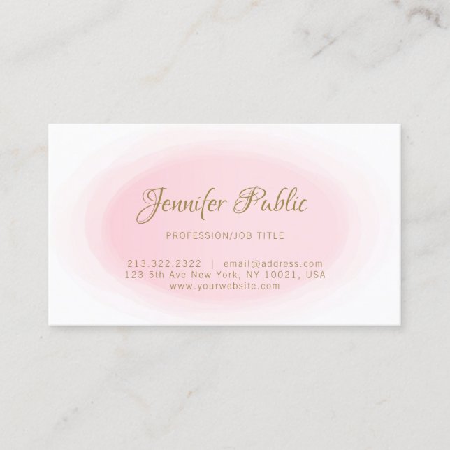 Modern Blush Pink Gold Minimalist Elegant Template Business Card (Front)