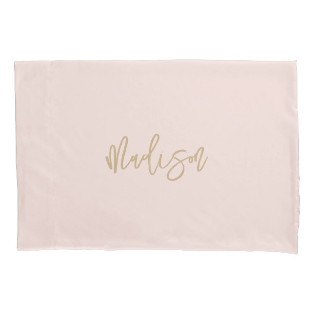 Modern Blush Pink Gold Personalized Monogram Name  Pillowcase (Front)
