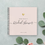 Modern Blush Pink Gold Script Bridal Shower Notebook<br><div class="desc">This modern calligraphy gold heart guest book is perfect for a simple yet beautiful bridal shower. The neutral design features your name and date of celebration in minimalist typography alongside a romantic and whimsical script. This is the blush pink version but feel free to change background colour to any other...</div>