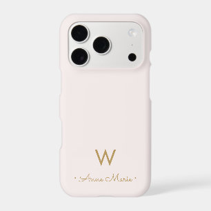 Modern Blush Pink Gold Script Monogram