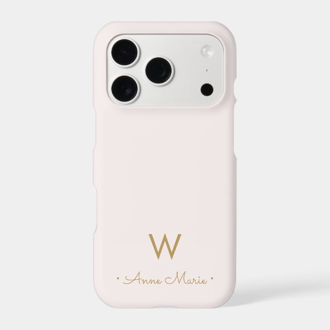 Modern Blush Pink Gold Script Monogram (Back)