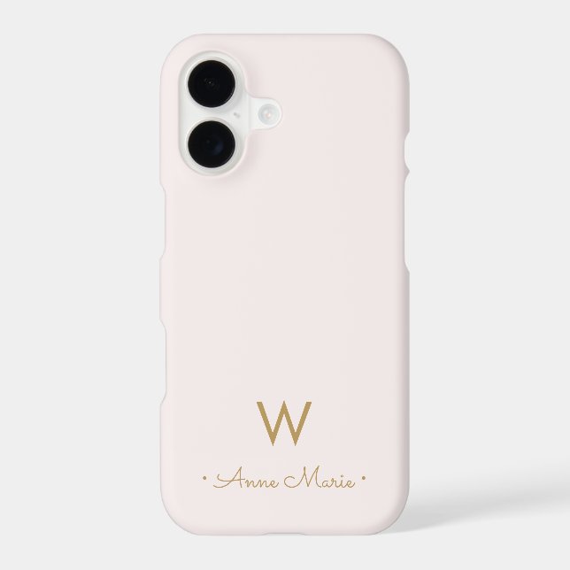 Modern Blush Pink Gold Script Monogram (Back)