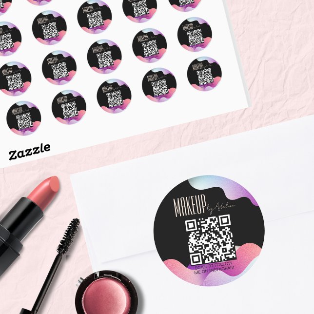 Modern Blush Pink Gradient Pattern Makeup Artist   Classic Round Sticker (Creator Uploaded)