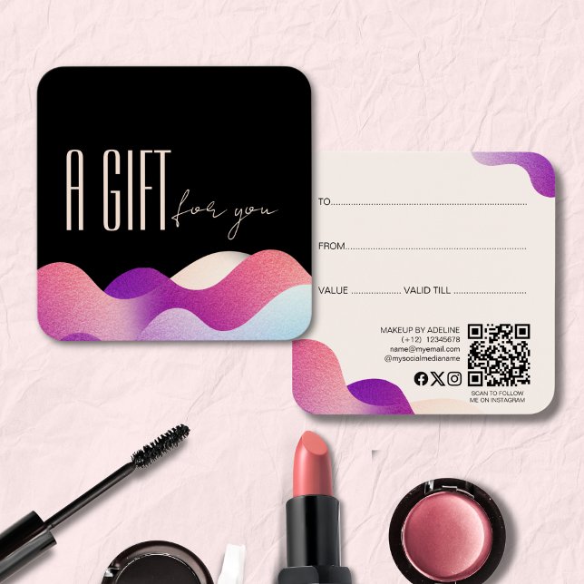 Modern Blush Pink Gradient Wave Makeup Artist   (Creator Uploaded)