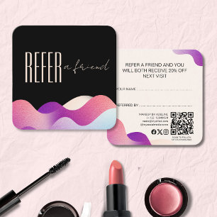 Modern Blush Pink Gradient Wave Makeup Artist   Referral Card