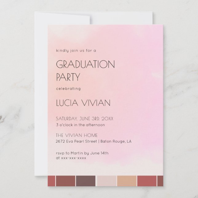 Modern Blush Pink Graduation Party Invitation (Front)
