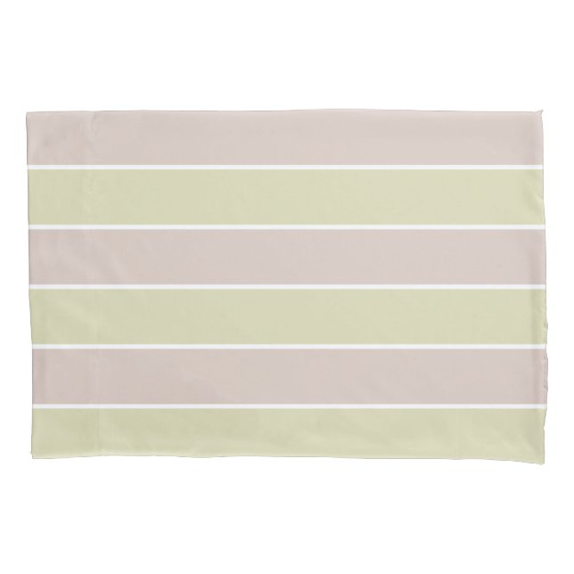 Modern Blush Pink Green Stripes Pattern Pillowcase (Front-Left)