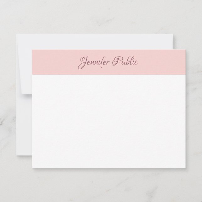 Modern Blush Pink Handwritten Script Name Text Card (Front)