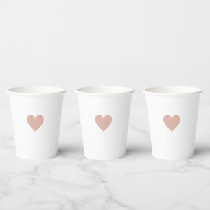 Modern Blush Pink Heart Minimalist Simple Custom Paper Cups