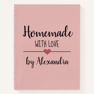 Modern blush pink Homemade with love recipe Notebook