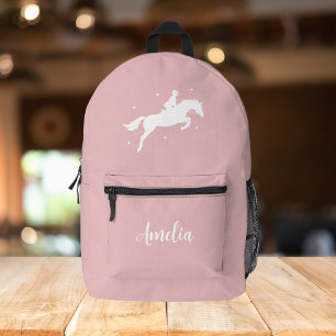 Modern Blush Pink Horseriding Equestrian Printed Backpack
