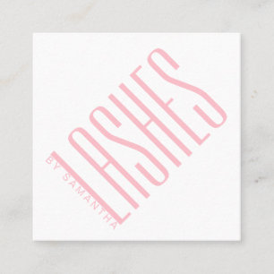 Modern blush pink lash thin typography square business card