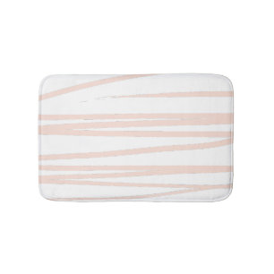 Modern Blush Pink Lines Abstract Art Bath Mat