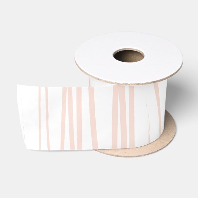 Modern Blush Pink Lines Abstract Art  Satin Ribbon (Spool)