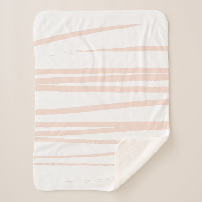 Modern Blush Pink Lines Abstract Art  Sherpa Blanket (Front)