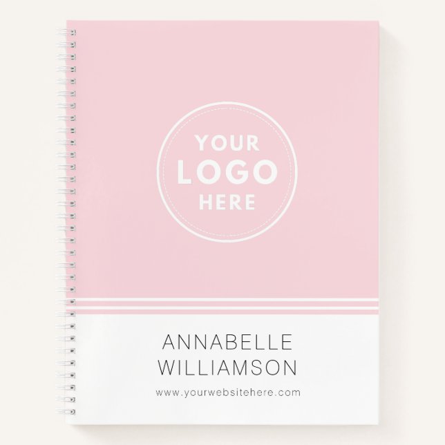 Modern blush pink logo business promotional notebook (Front)