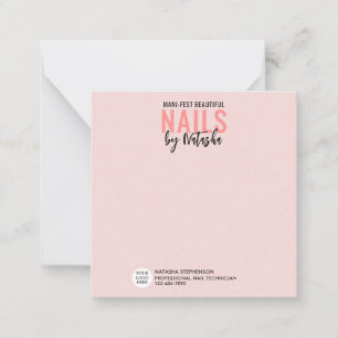 Modern Blush Pink Logo NAIL TECHNICIAN Card