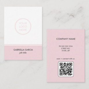 Modern Blush Pink Logo QR Code Business Card