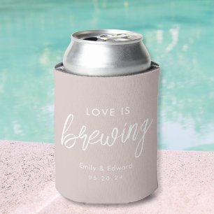 Modern Blush Pink Love is Brewing Wedding Favour Can Cooler