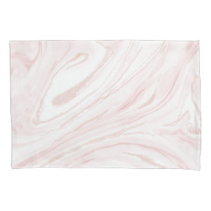 Modern blush pink marbleized abstract design pillowcase