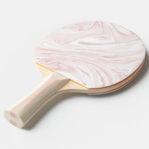 Modern blush pink marbleized abstract design ping pong paddle