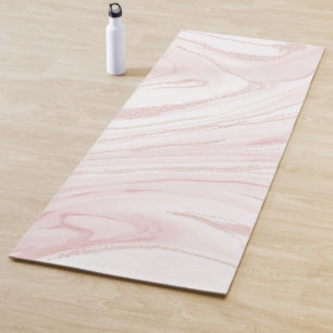 Modern blush pink marbleized abstract design yoga mat