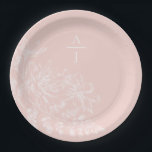 Modern Blush Pink Monogram Floral Paper Plate<br><div class="desc">Bring modern elegance to your reception with this beautiful plate.</div>