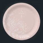 Modern Blush Pink Monogram Floral Paper Plate<br><div class="desc">Bring modern elegance to your reception with this beautiful plate.</div>