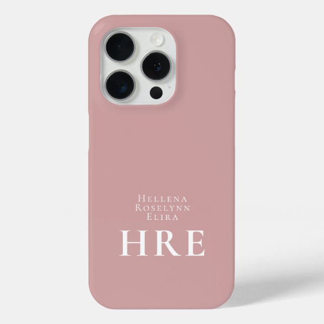 Modern Blush Pink Monogram Name Case-Mate iPhone Case (Back)