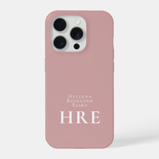 Modern Blush Pink Monogram Name iPhone Case (Back)