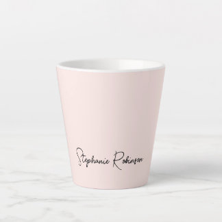 Modern Blush Pink Monogram Name Typography Latte Mug