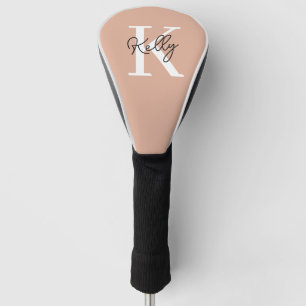 Modern Blush Pink Monogram Script Golf Head Cover