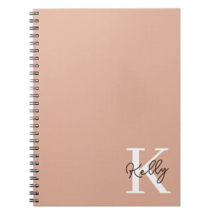 Modern Blush Pink Monogram Script Notebook
