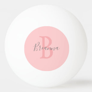 Modern Blush Pink Monogram Script Personalized Ping Pong Ball