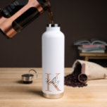 Modern Blush Pink Monogram Script Water Bottle<br><div class="desc">Modern Blush Pink Monogram Script Customize with your initial and name</div>