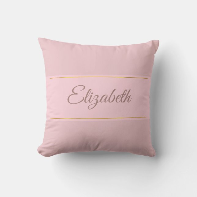 Modern Blush Pink Name Hand Script Font Text Plain Throw Pillow (Front)